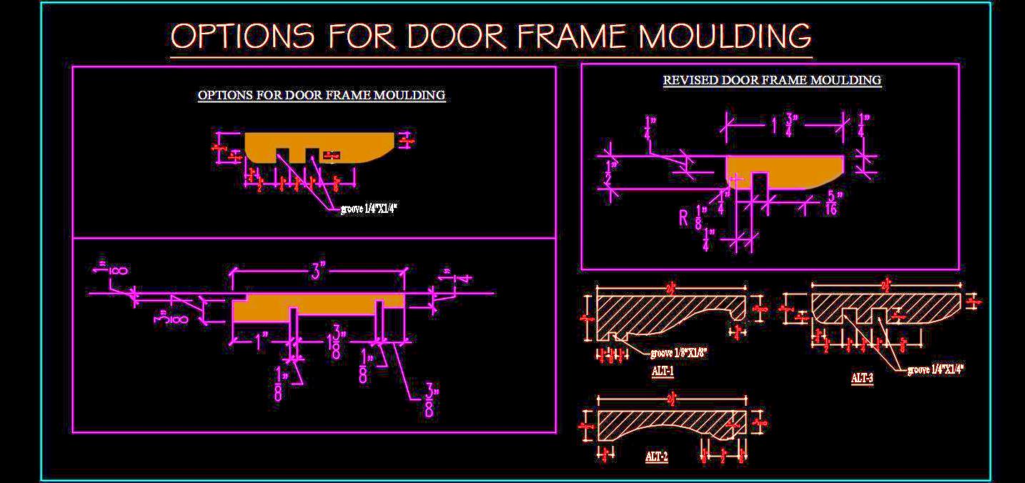 Wooden Door Moulding Sections - Free CAD Drawing